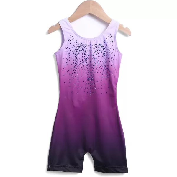 Zaclotre Kid Girls Gymnastic Leotard Sparkly Shiny Diamond Ballet Dance One Piece OutfitShiny Purple