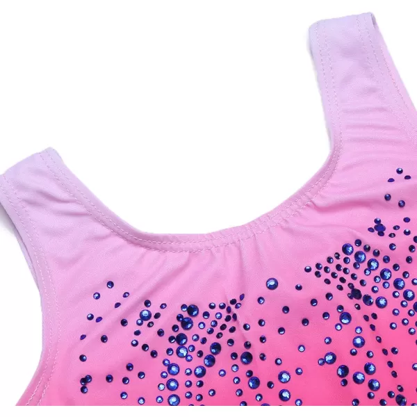 Zaclotre Kid Girls Gymnastic Leotard Sparkly Shiny Diamond Ballet Dance One Piece OutfitShiny Rose Red