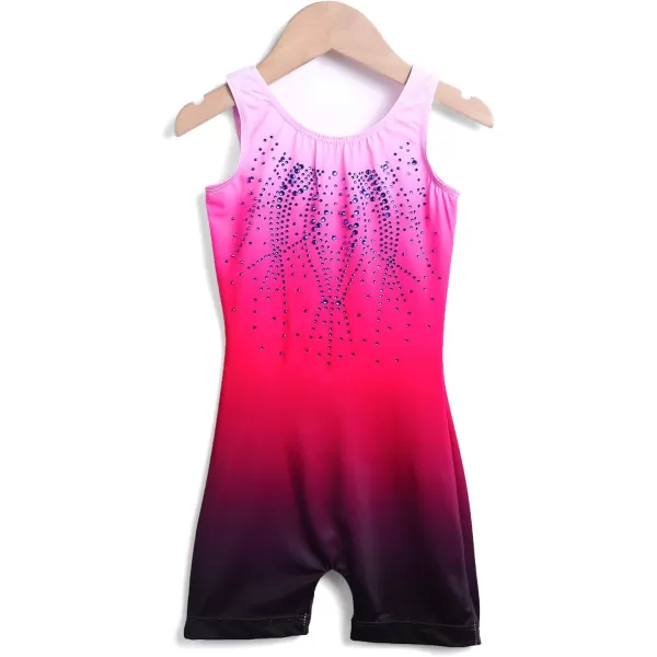 Zaclotre Kid Girls Gymnastic Leotard Sparkly Shiny Diamond Ballet Dance One Piece OutfitShiny Rose Red