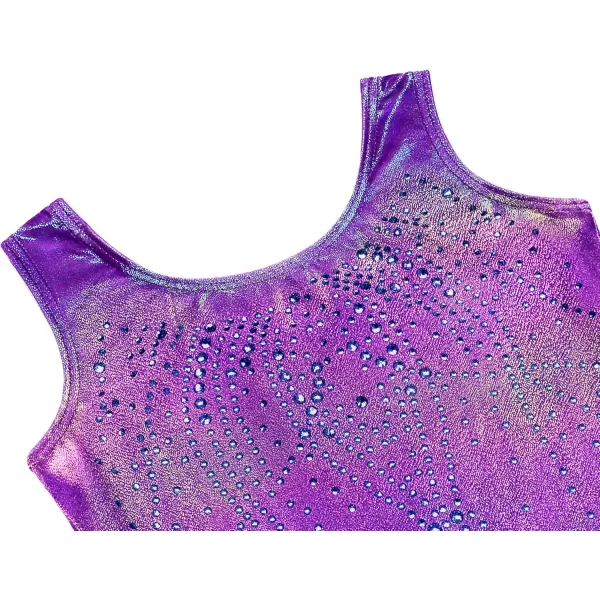 Zaclotre Kid Girls Gymnastic Leotard Sparkly Shiny Diamond Ballet Dance One Piece OutfitSparkly Purple