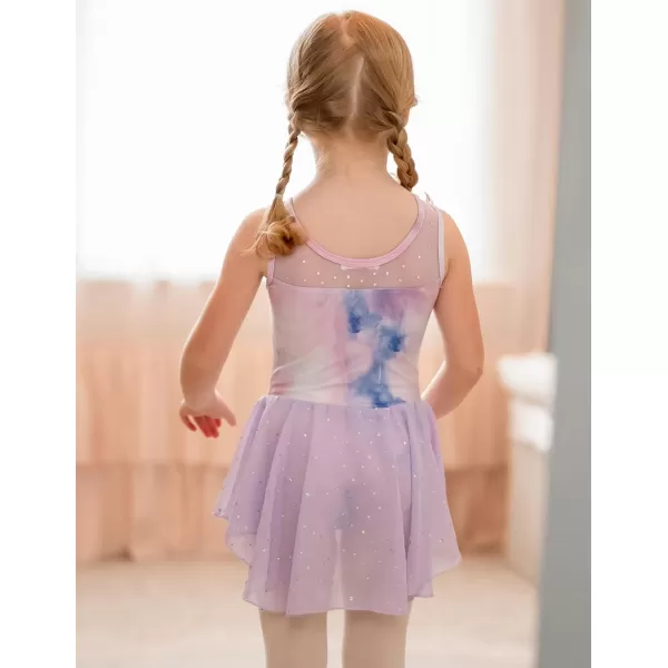 Zaclotre Kid Girls Sparkly Dance Leotard with Skirt HiLow Shiny Ballet Dance DressesColorful Dream