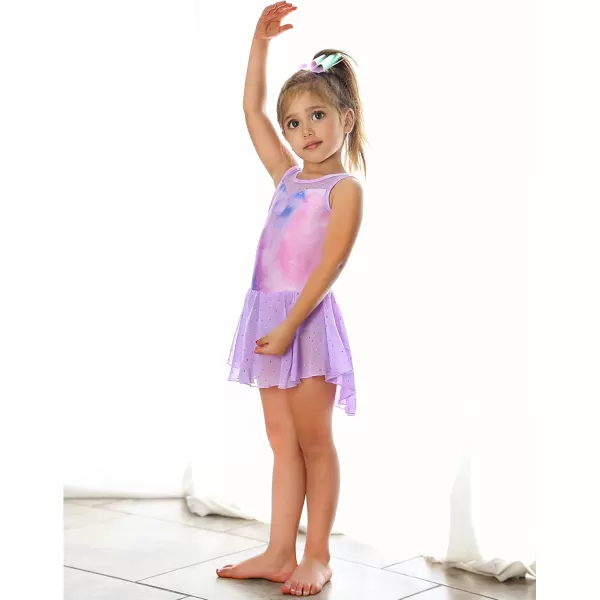 Zaclotre Kid Girls Sparkly Dance Leotard with Skirt HiLow Shiny Ballet Dance DressesColorful Dream