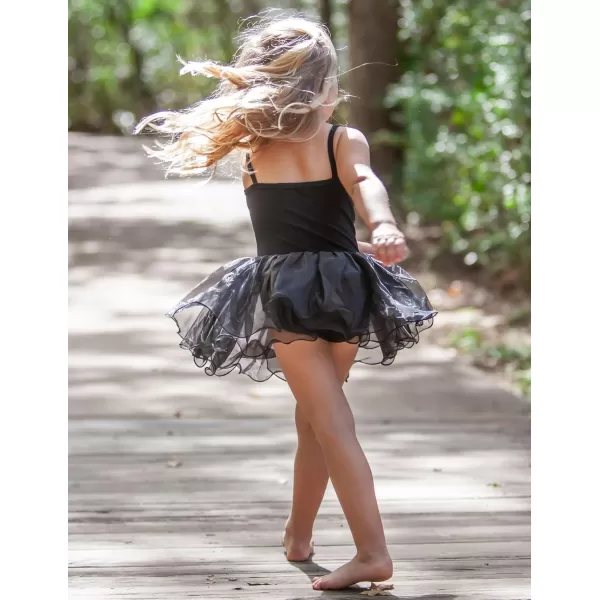 Zaclotre Little Girls Sequin Leotard Sparkly Strap Ballet Leotards Tutu Dress Ballerina Outfit Dance Costume for KidsBlack
