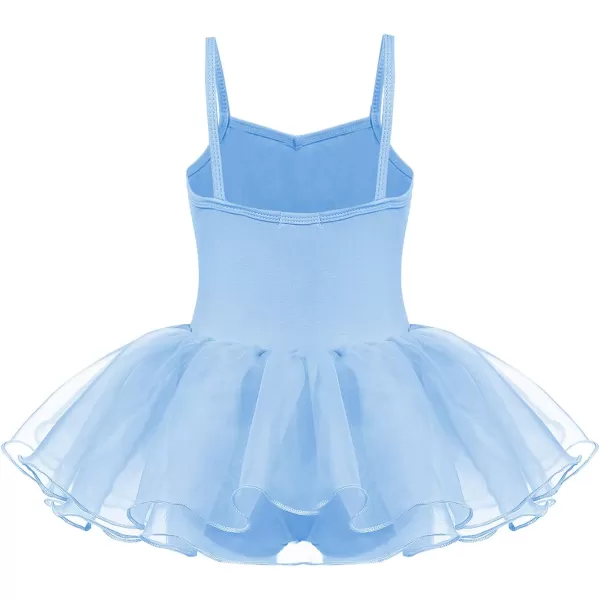 Zaclotre Little Girls Sequin Leotard Sparkly Strap Ballet Leotards Tutu Dress Ballerina Outfit Dance Costume for KidsBlue