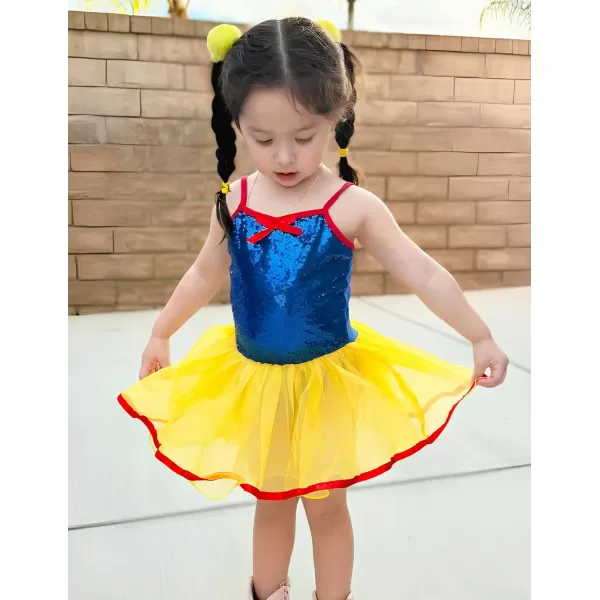 Zaclotre Little Girls Sequin Leotard Sparkly Strap Ballet Leotards Tutu Dress Ballerina Outfit Dance Costume for KidsBlue Yellow