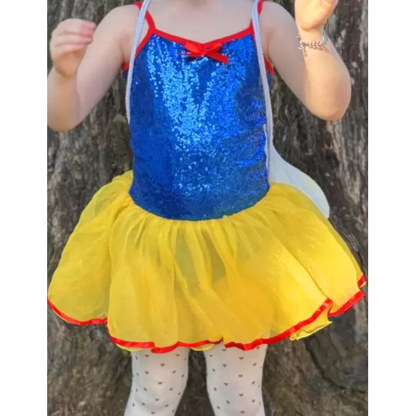 Zaclotre Little Girls Sequin Leotard Sparkly Strap Ballet Leotards Tutu Dress Ballerina Outfit Dance Costume for KidsBlue Yellow