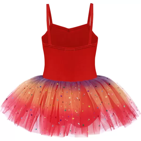 Zaclotre Little Girls Sequin Leotard Sparkly Strap Ballet Leotards Tutu Dress Ballerina Outfit Dance Costume for KidsChristmas Red