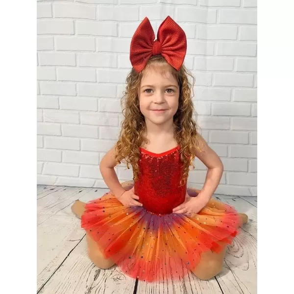 Zaclotre Little Girls Sequin Leotard Sparkly Strap Ballet Leotards Tutu Dress Ballerina Outfit Dance Costume for KidsChristmas Red