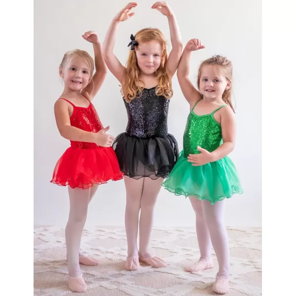 Zaclotre Little Girls Sequin Leotard Sparkly Strap Ballet Leotards Tutu Dress Ballerina Outfit Dance Costume for KidsGreen