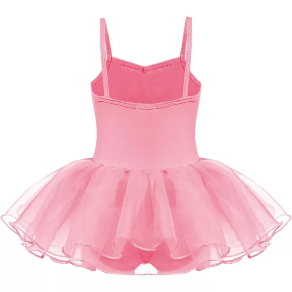 Zaclotre Little Girls Sequin Leotard Sparkly Strap Ballet Leotards Tutu Dress Ballerina Outfit Dance Costume for KidsPink