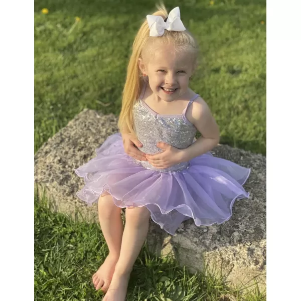 Zaclotre Little Girls Sequin Leotard Sparkly Strap Ballet Leotards Tutu Dress Ballerina Outfit Dance Costume for KidsPurple