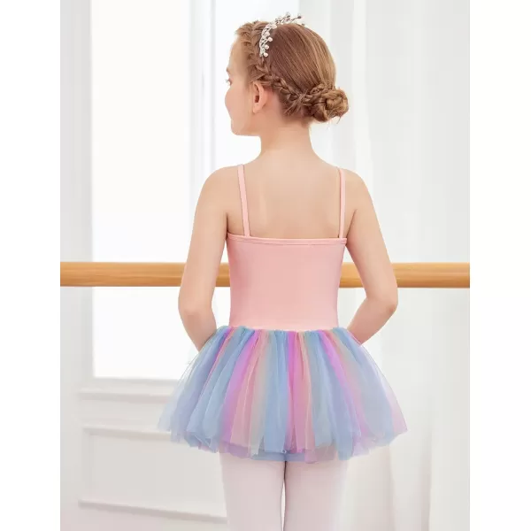 Zaclotre Little Girls Sequin Leotard Sparkly Strap Ballet Leotards Tutu Dress Ballerina Outfit Dance Costume for KidsRainbow 2