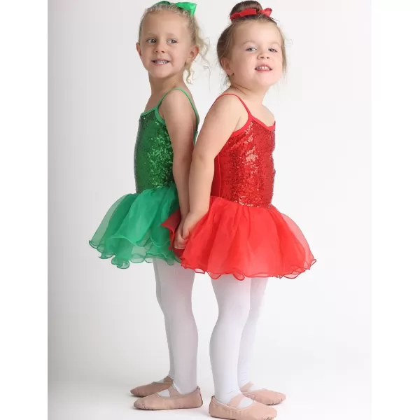 Zaclotre Little Girls Sequin Leotard Sparkly Strap Ballet Leotards Tutu Dress Ballerina Outfit Dance Costume for KidsRed