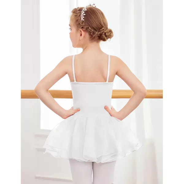 Zaclotre Little Girls Sequin Leotard Sparkly Strap Ballet Leotards Tutu Dress Ballerina Outfit Dance Costume for KidsWhite