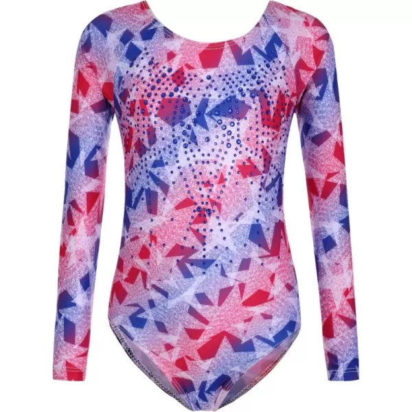 Zaclotre Kid Girls Gymnastic Leotard Long Sleeve Color Gradient Sparkly Ballet Dance One Piece OutfitRainbow Stars
