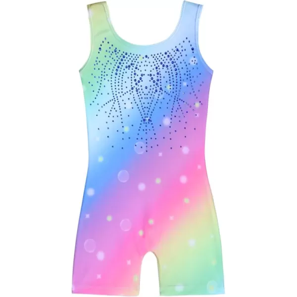Zaclotre Kid Girls Gymnastic Leotard Sparkly Shiny Diamond Ballet Dance One Piece OutfitRainbow