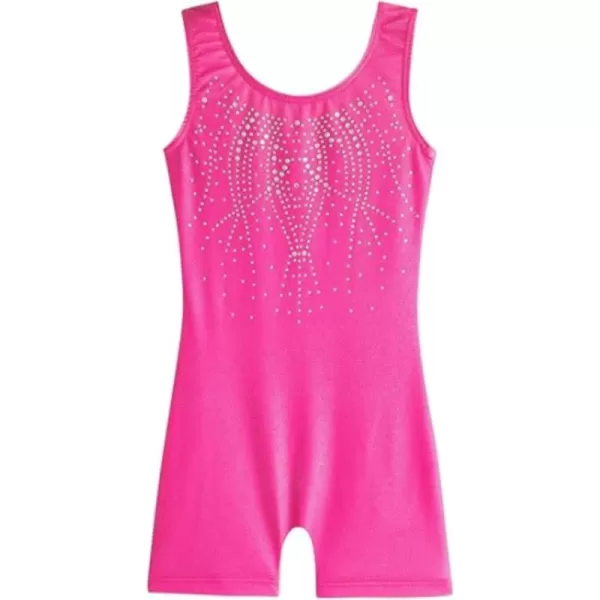 Zaclotre Kid Girls Gymnastic Leotard Sparkly Shiny Diamond Ballet Dance One Piece OutfitShiny Hot Pink