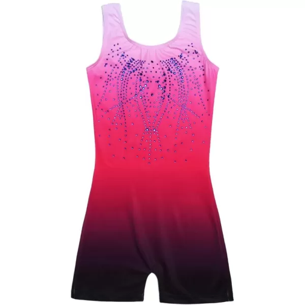 Zaclotre Kid Girls Gymnastic Leotard Sparkly Shiny Diamond Ballet Dance One Piece OutfitShiny Rose Red