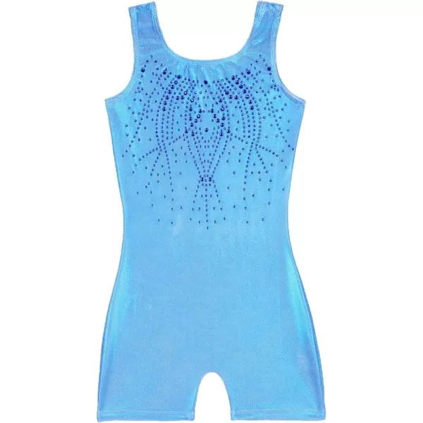 Zaclotre Kid Girls Gymnastic Leotard Sparkly Shiny Diamond Ballet Dance One Piece OutfitSparkly Blue