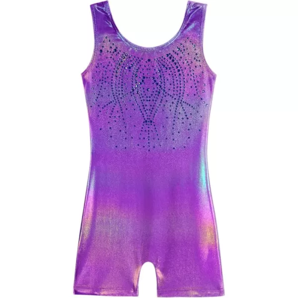 Zaclotre Kid Girls Gymnastic Leotard Sparkly Shiny Diamond Ballet Dance One Piece OutfitSparkly Purple
