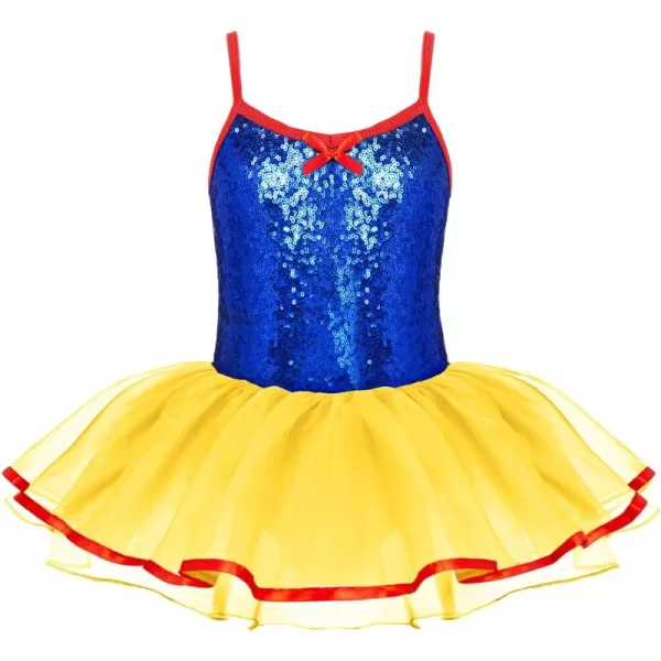 Zaclotre Little Girls Sequin Leotard Sparkly Strap Ballet Leotards Tutu Dress Ballerina Outfit Dance Costume for KidsBlue Yellow