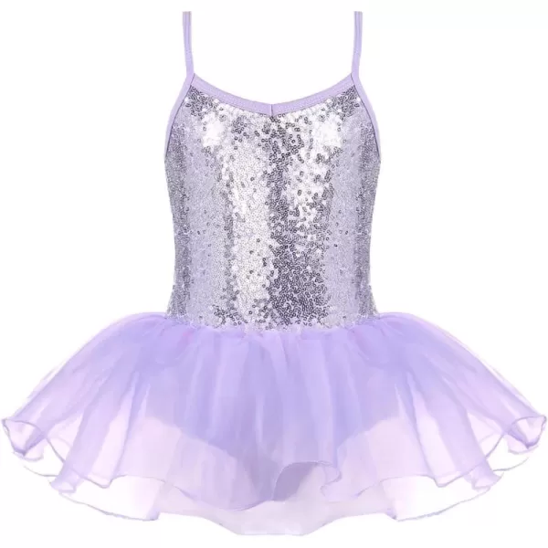Zaclotre Little Girls Sequin Leotard Sparkly Strap Ballet Leotards Tutu Dress Ballerina Outfit Dance Costume for KidsPurple