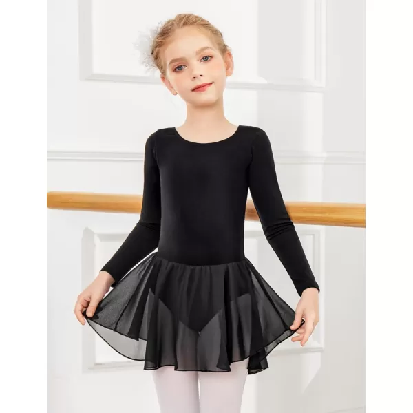 Zaclotre Ballet Leotards for Girls Toddler Classic Long Sleeve CrissCross Back Dance Dress Ballerina OutfitsBlack