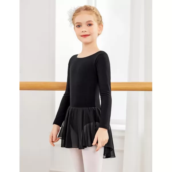 Zaclotre Ballet Leotards for Girls Toddler Classic Long Sleeve CrissCross Back Dance Dress Ballerina OutfitsBlack