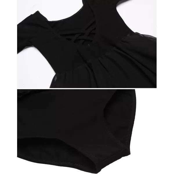 Zaclotre Ballet Leotards for Girls Toddler Classic Long Sleeve CrissCross Back Dance Dress Ballerina OutfitsBlack