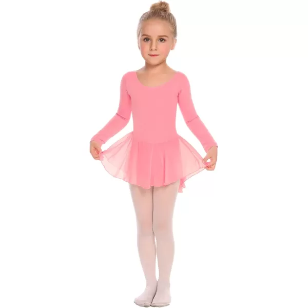 Zaclotre Ballet Leotards for Girls Toddler Classic Long Sleeve CrissCross Back Dance Dress Ballerina OutfitsDark Pink