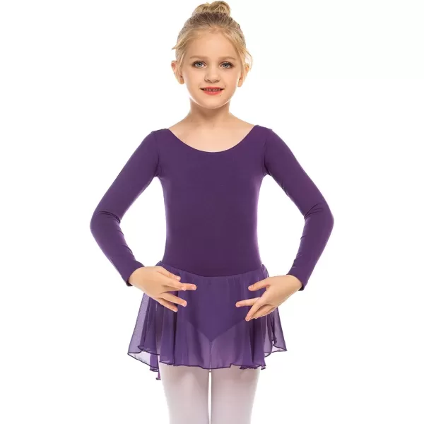 Zaclotre Ballet Leotards for Girls Toddler Classic Long Sleeve CrissCross Back Dance Dress Ballerina OutfitsDark Purple