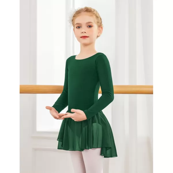Zaclotre Ballet Leotards for Girls Toddler Classic Long Sleeve CrissCross Back Dance Dress Ballerina OutfitsGreen