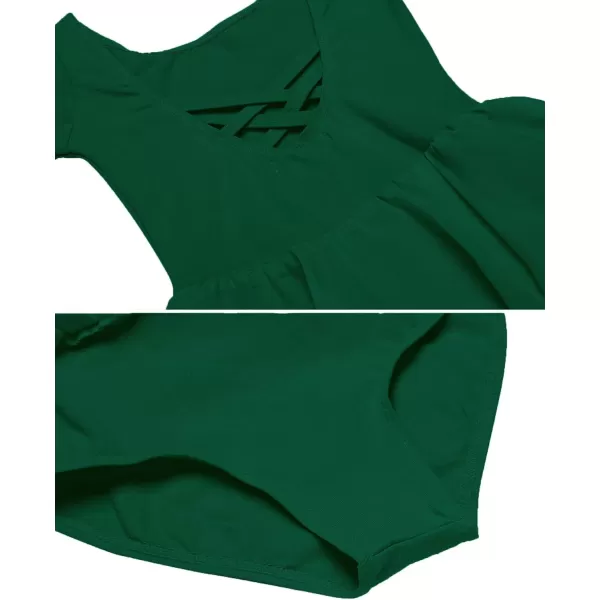 Zaclotre Ballet Leotards for Girls Toddler Classic Long Sleeve CrissCross Back Dance Dress Ballerina OutfitsGreen