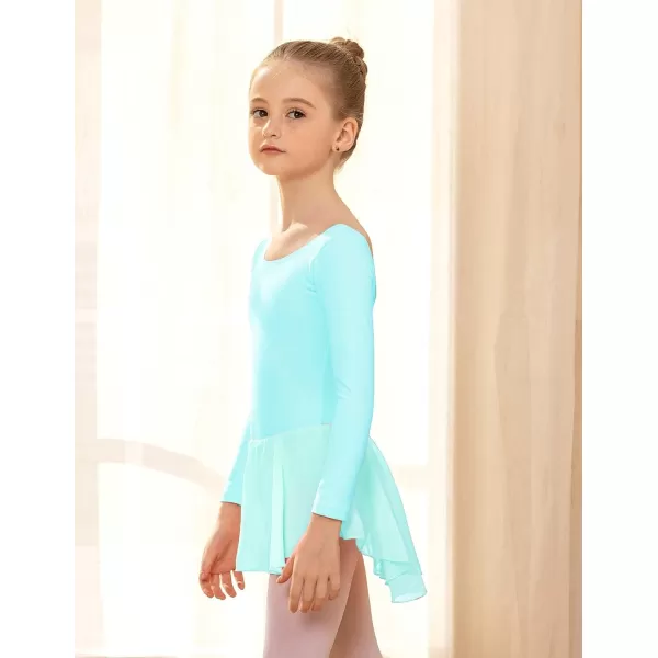 Zaclotre Ballet Leotards for Girls Toddler Classic Long Sleeve CrissCross Back Dance Dress Ballerina OutfitsGreen Aqua