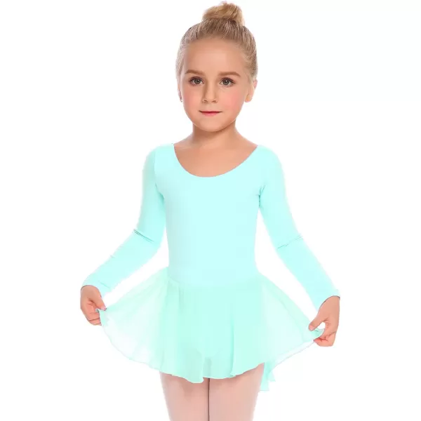 Zaclotre Ballet Leotards for Girls Toddler Classic Long Sleeve CrissCross Back Dance Dress Ballerina OutfitsGreen Aqua