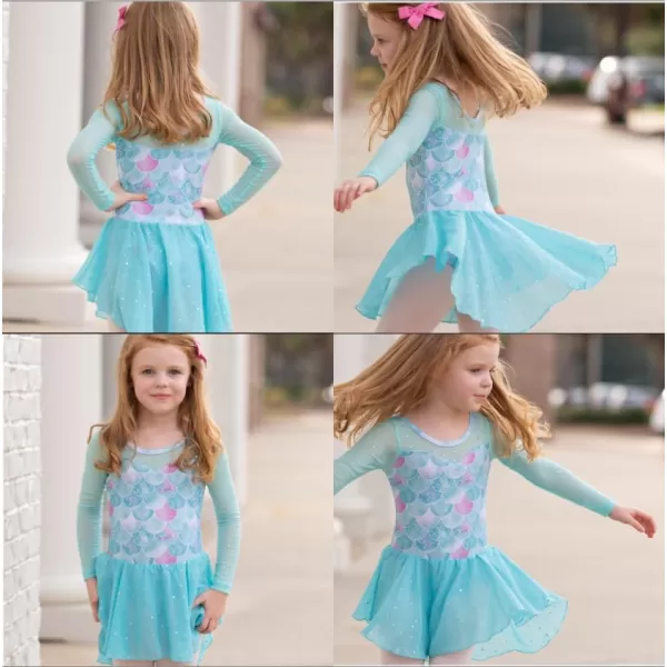 Zaclotre Ballet Leotards for Girls Toddler Classic Long Sleeve CrissCross Back Dance Dress Ballerina OutfitsGreen Mermaid