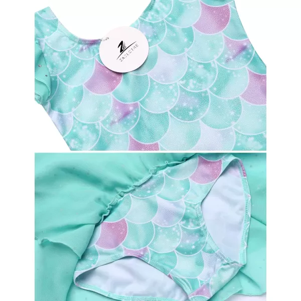 Zaclotre Ballet Leotards for Girls Toddler Classic Long Sleeve CrissCross Back Dance Dress Ballerina OutfitsGreen Mermaid