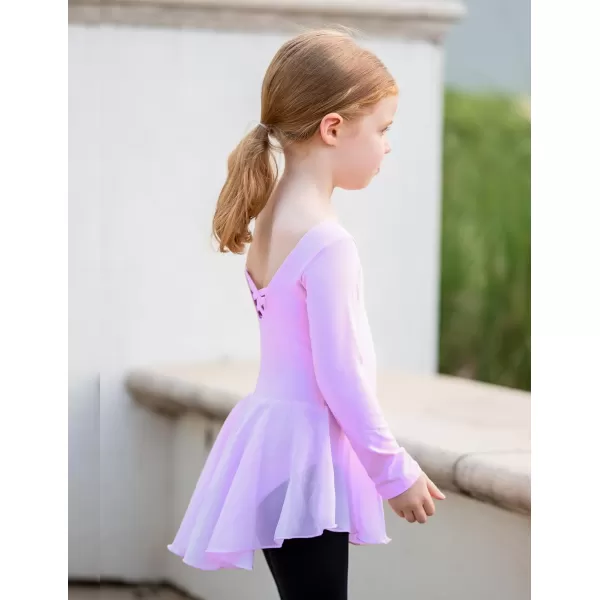 Zaclotre Ballet Leotards for Girls Toddler Classic Long Sleeve CrissCross Back Dance Dress Ballerina OutfitsLilac