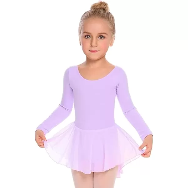 Zaclotre Ballet Leotards for Girls Toddler Classic Long Sleeve CrissCross Back Dance Dress Ballerina OutfitsLilac