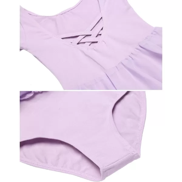 Zaclotre Ballet Leotards for Girls Toddler Classic Long Sleeve CrissCross Back Dance Dress Ballerina OutfitsLilac