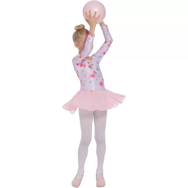 Zaclotre Ballet Leotards for Girls Toddler Classic Long Sleeve CrissCross Back Dance Dress Ballerina OutfitsPink Floral