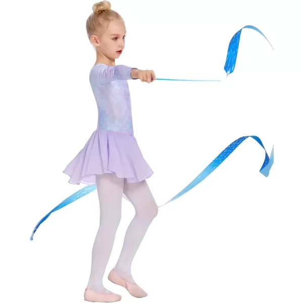 Zaclotre Ballet Leotards for Girls Toddler Classic Long Sleeve CrissCross Back Dance Dress Ballerina OutfitsPurple Mermaid