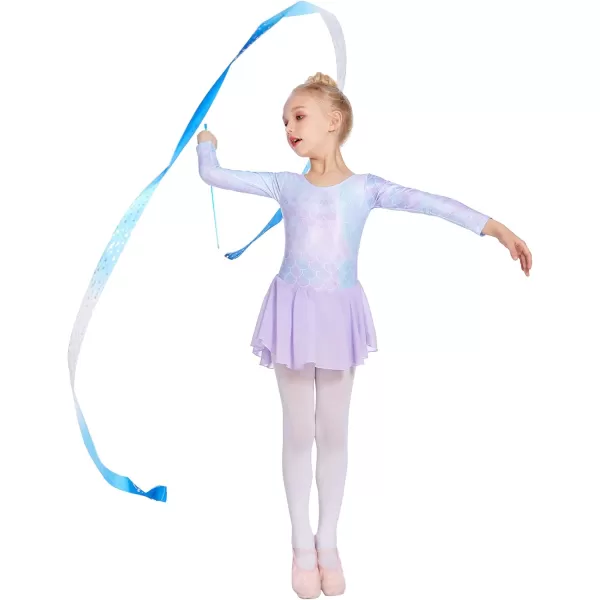 Zaclotre Ballet Leotards for Girls Toddler Classic Long Sleeve CrissCross Back Dance Dress Ballerina OutfitsPurple Mermaid