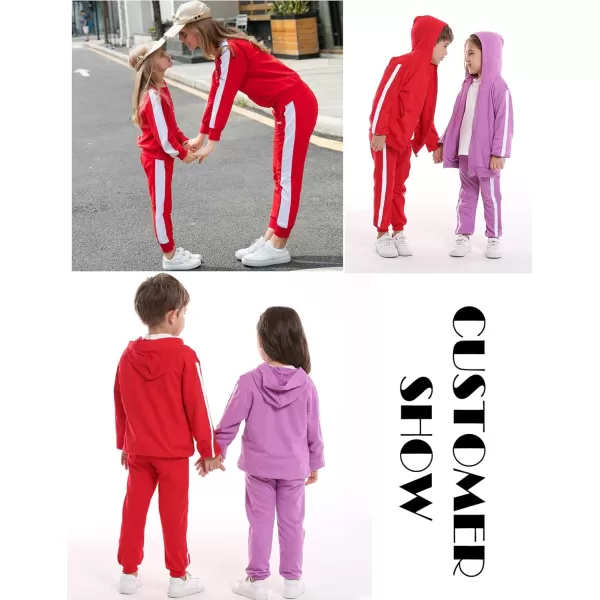 Zaclotre Girls 2 Piece Outfits Sweatsuit Zip Up Hoodie Sweatshirt and Sweatpant Tracksuit Athletic Jogger SetsDark Red