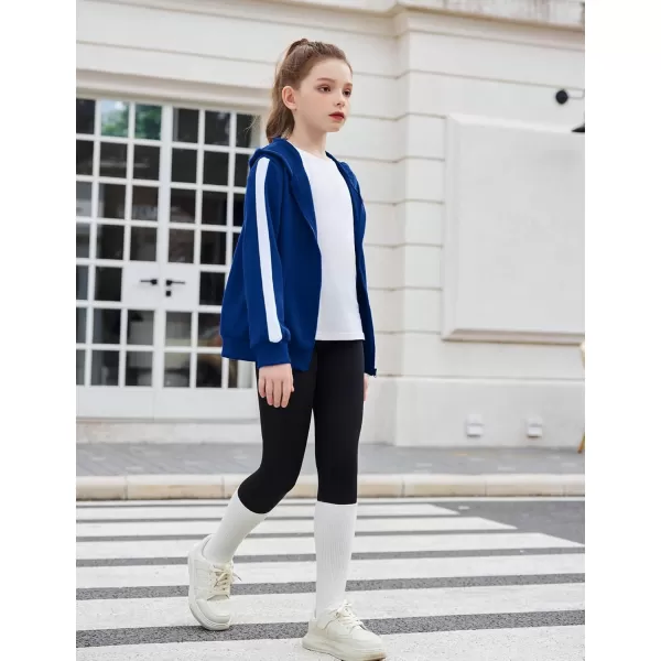 Zaclotre Girls 2 Piece Outfits Sweatsuit Zip Up Hoodie Sweatshirt and Sweatpant Tracksuit Athletic Jogger SetsNavy