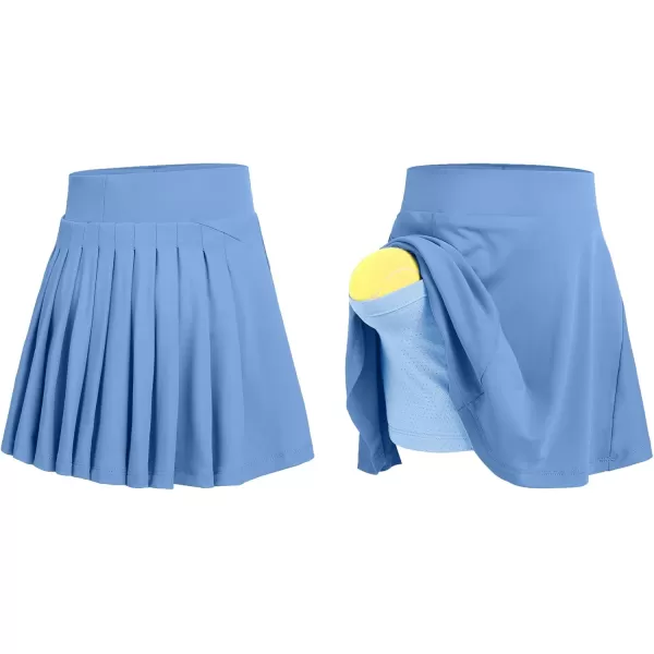 Zaclotre Girls Active Skort High Waisted Pleated Tennis Skirt Running Workout Athletic Skirts with Shorts 412YearsBlue