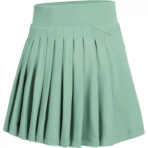 Zaclotre Girls Active Skort High Waisted Pleated Tennis Skirt Running Workout Athletic Skirts with Shorts 412YearsLight Green