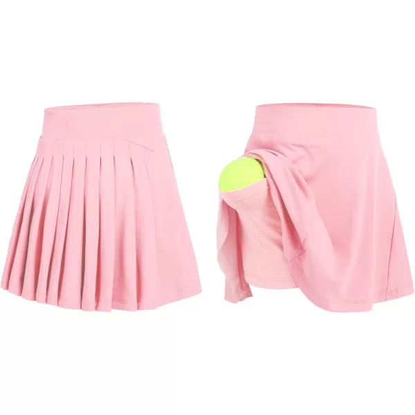 Zaclotre Girls Active Skort High Waisted Pleated Tennis Skirt Running Workout Athletic Skirts with Shorts 412YearsPink