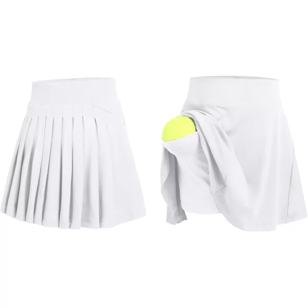 Zaclotre Girls Active Skort High Waisted Pleated Tennis Skirt Running Workout Athletic Skirts with Shorts 412YearsWhite