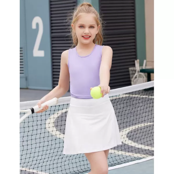 Zaclotre Girls Active Skort High Waisted Pleated Tennis Skirt Running Workout Athletic Skirts with Shorts 412YearsWhite